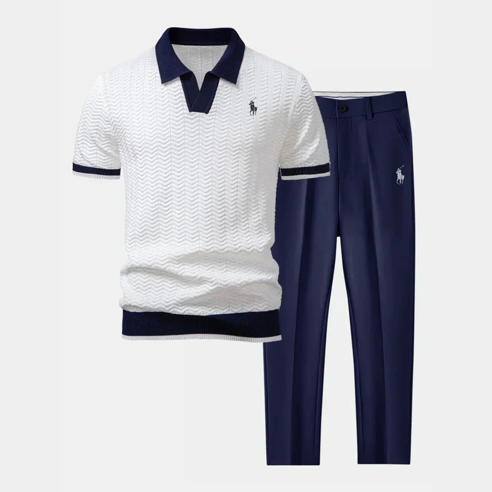 RL V-Neck Polo & Slim Fit Tapered Pants Set alternate view