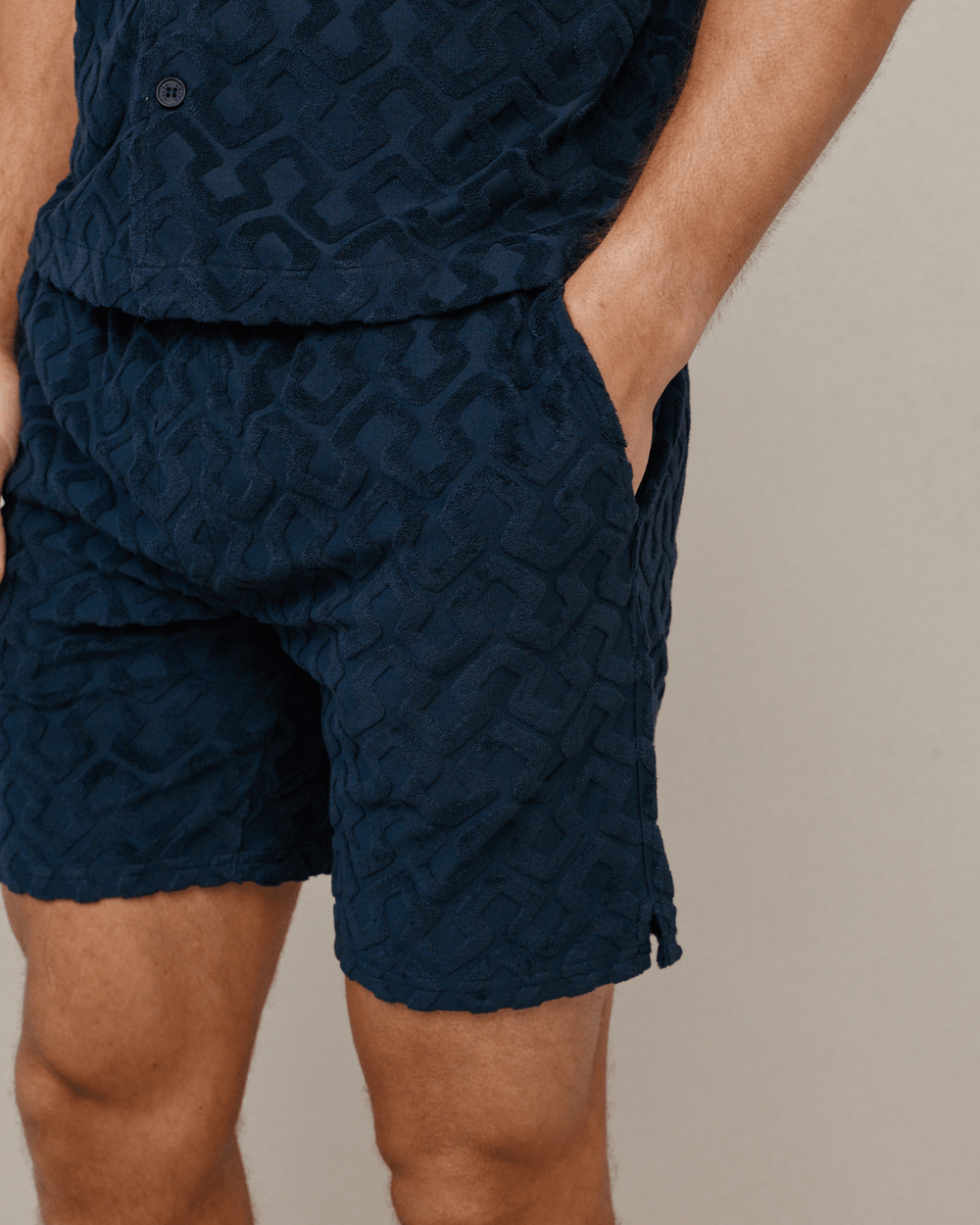 Fontana Flocked Towelled Short - Navy alternate view